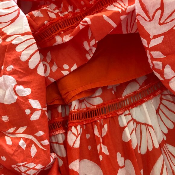 Farm Rio Women’s Orange Neon Jungle Tiered Maxi Dress Size XS Casual Resort - Picture 12 of 16